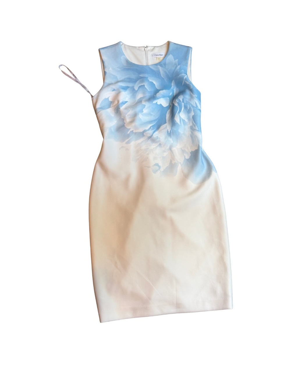 Calvin Klein Cream Midi Dress with Blue Floral Print
